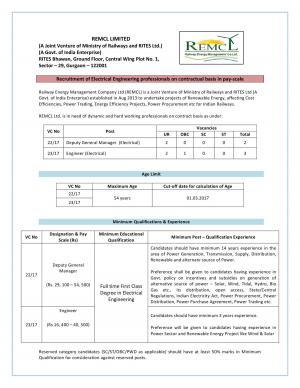REMCL Recruitment 2017, Engineering Grads can Apply for 05 Deputy General Manager Posts