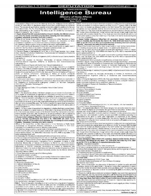 Intelligence Bureau Vacancy Official Notification 2017