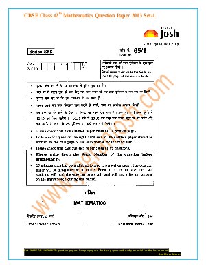 CBSE Class 12th Mathematics Question Paper 2013 Set-1