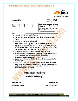 CBSE Class 12th Physics Question Paper 2013 Set-1