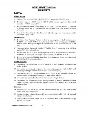 Delhi Budget 2017-18