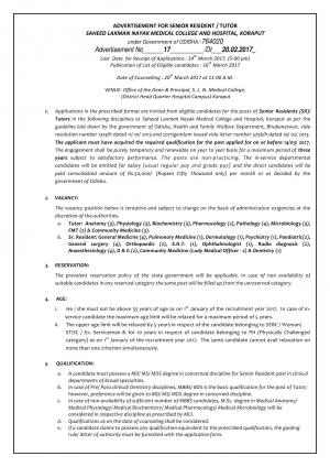 Directorate of Medical Education & Training, Odisha Hiring 51 Senior Resident & Tutor Posts