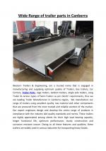 Wide Range of trailer parts in Canberra