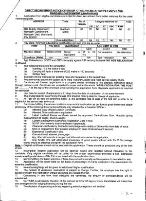 Group C vacancies at Supply depot ASC, Ramgarh Cantonment, Apply for 4 Mazdoor and Other Posts 