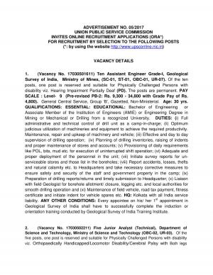 UPSC Recruitment 2017 for 15 Assistant Engineer and Junior Analyst (Technical) posts