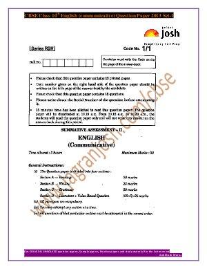 CBSE Class 10th English (Communicative) Question Paper 2013 Set-1