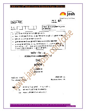 CBSE Class 10th Hindi(Course-B) Question Paper 2013 Set-1 