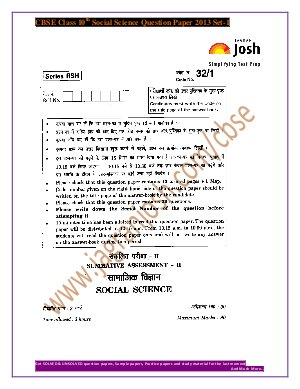 CBSE Class 10th Social Science Question Paper 2013 Set-1