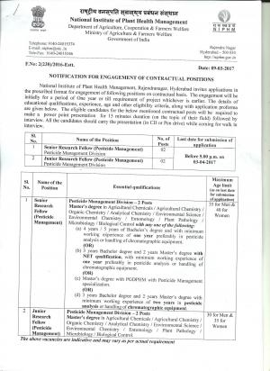 NIPHM is Hiring, Apply for 04 Senior Research Fellow and Junior Research Fellow Posts