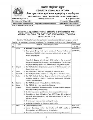 Kendriya Vidyalaya Recruitment, Apply for PGT, TGT and other Teaching Posts at KV Kathua
