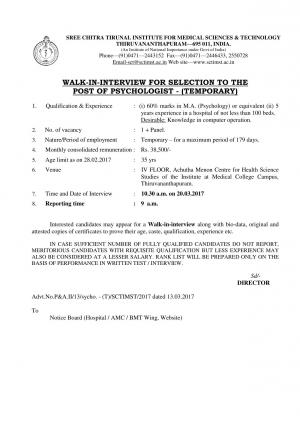 Official Notification for Psychologist