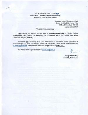 NELPS Invited Applications for 01 Coordinator post 