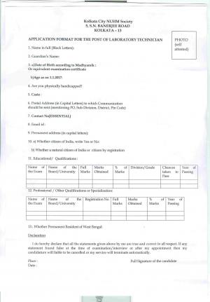 Kolkata NUHM Society hiring for 100 Laboratory Technicians posts, 10+2 can apply 