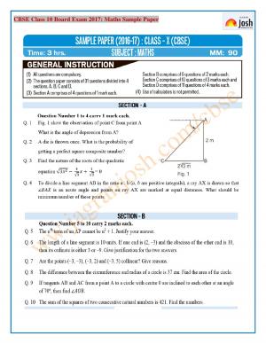 CBSE Class 10 SA 2 Maths Sample Paper 2017