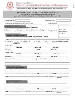 APPLN FORM 2011 PGDM FULL