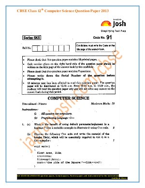 CBSE Class 12th Computer Science Question Paper 2013