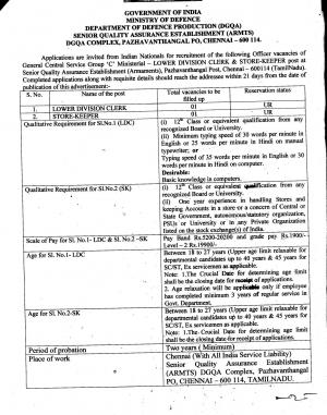 DGQA is Hiring for Lower Division Clerk and Store Keeper, Apply for 2 Posts