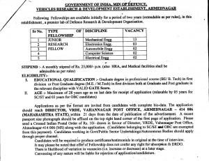 Research Opportunity at VRDE, Apply for 22 Junior Research Fellow Posts