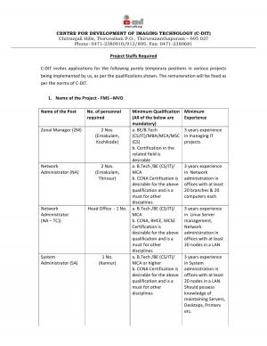CDIT invites applications for 11 Zonal Manager, Network Administrator and Other Posts