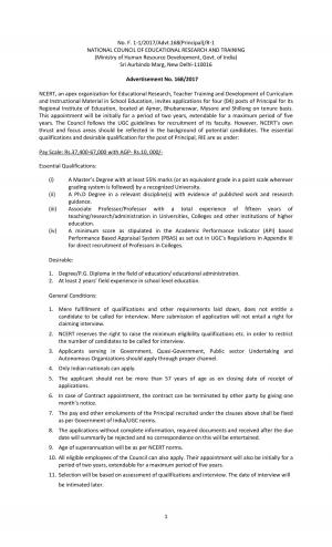 NCERT Offering Job for 4 Principal Posts, Apply before 17 April 