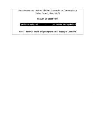 BOB Specialist Officer Chief Economist Result