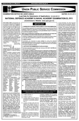 UPSC Notified for NDA & Naval Academy Examination (II) 2013