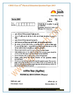 CBSE Class 12th Physical Education Question Paper 2013 