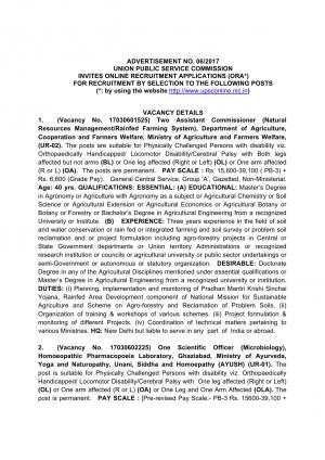 UPSC Recruitment 2017 for 65 posts of Labor Enforcement Officers, Assistant Commissioners & Others