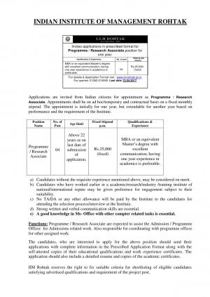 INDIAN INSTITUTE OF MANAGEMENT ROHTAK