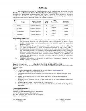 Marathawada Gramin Shikshan Sanstha’s, Himayatnagar Hiring 05 Assistant Professor Posts