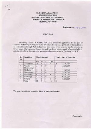 VMMC & Safdarjung Hospital to Recruit 55 Assistant Professor Posts