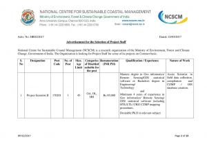 NCSCM Recruitment 2017 for 33 Project Staff Posts