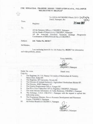 Himanchal Pradesh Krishi Vishvavidyalaya to Recruit 04 Project Assistant & Field Helper Posts