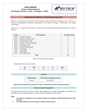 RITES Limited Openings 2017 for 22 Posts of Engineers, Quality Experts & Others