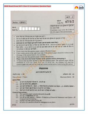 CBSE Class 12 Accountancy Question Paper 2017