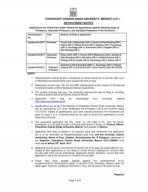 CCS University Faculty Recruitment 2017, Apply for 32 Professor, Associate Professor and Other 