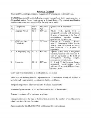 WAPCOS Recruitment 2017, Apply for 47 Posts of Engineer, Jr Engineer and Other 