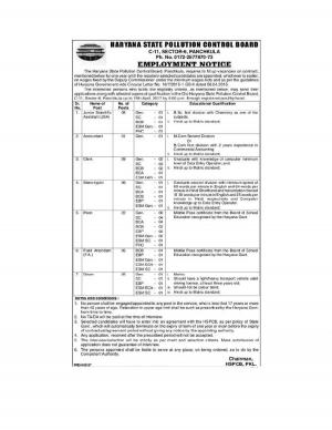 HSPCB Recruitment 2017 for 53 Peon, Junior Scientific Assistant and Other Posts