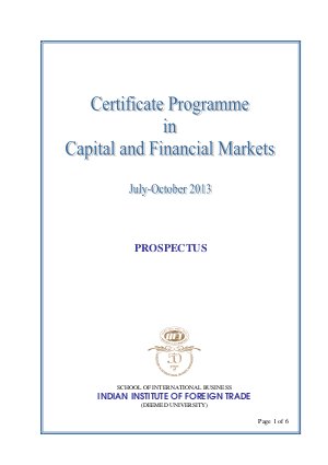 Certificate Programme in Capital and Financial Markets Brochure