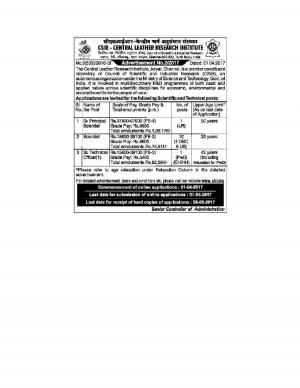 CSIR-CLRI Recruitment 2017 for 12 Posts of Senior Principal Scientist, Scientist & Other Posts 2017