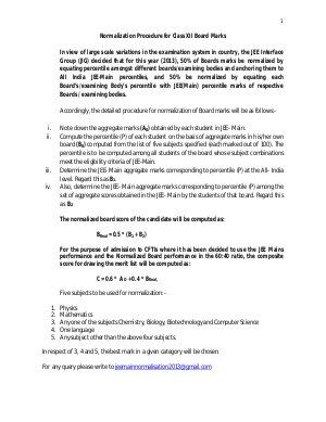 Normalization Procedure for Class XII Board