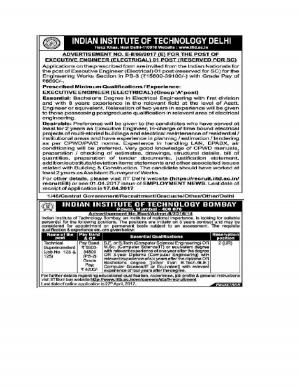 IIT Engineering Jobs, Apply for 3 Exe Engineer and Technical Superintendent Posts