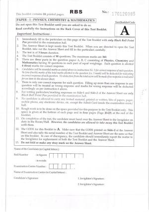 JEE Main 2017 Question Paper