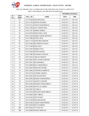 Interviewlist NJGB Office Asst