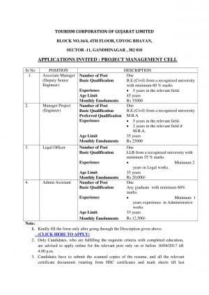 Gujarat Tourism Recruitment 2017 for 4 Associate Manager, Manager Project and other Posts