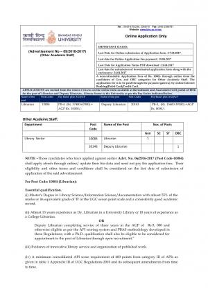 Other Academic Staff Posts 2017