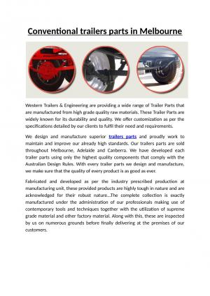 Conventional trailers parts in Melbourne
