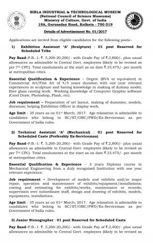 BITM Recruitment 2017 for 04 Exhibition Assistant ‘A’ (Sculpture) and Other Posts