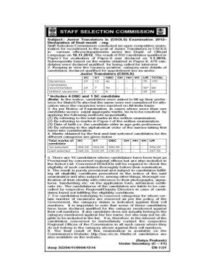 SSC 2012-Declaration of Final Result - Reg