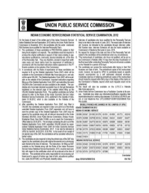 UPSC, Indian Economic Service indian Statistical Service Examination, 2012